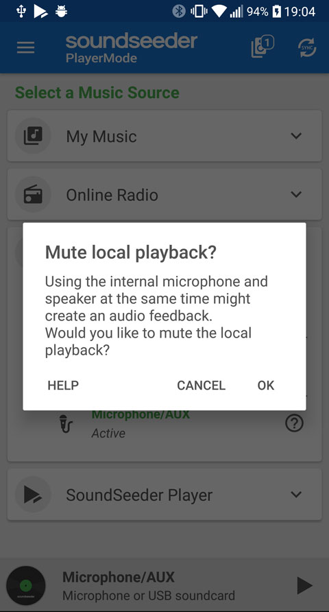 mute local playback